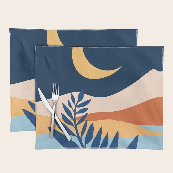 Moon and Night Bloomer Mountain Landscape Placemat Gallery Image 1