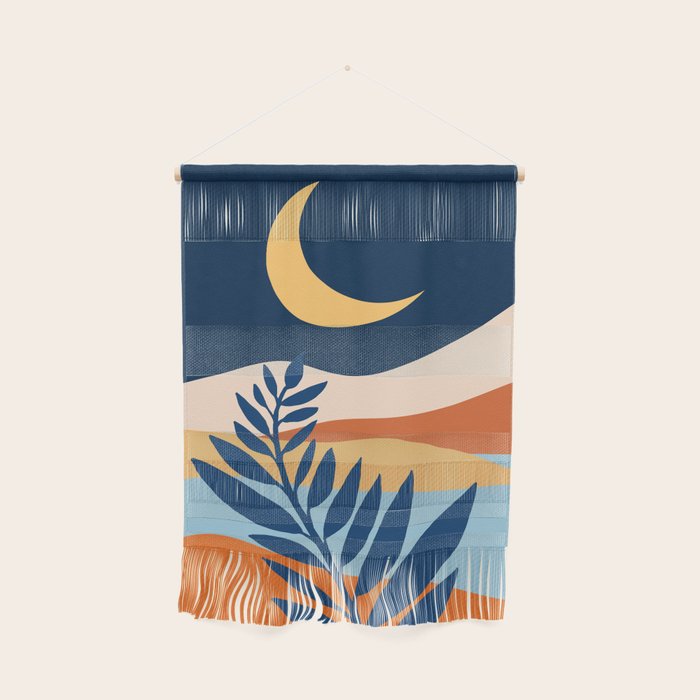 Moon and Night Bloomer Mountain Landscape Wall Hanging Gallery Image 1