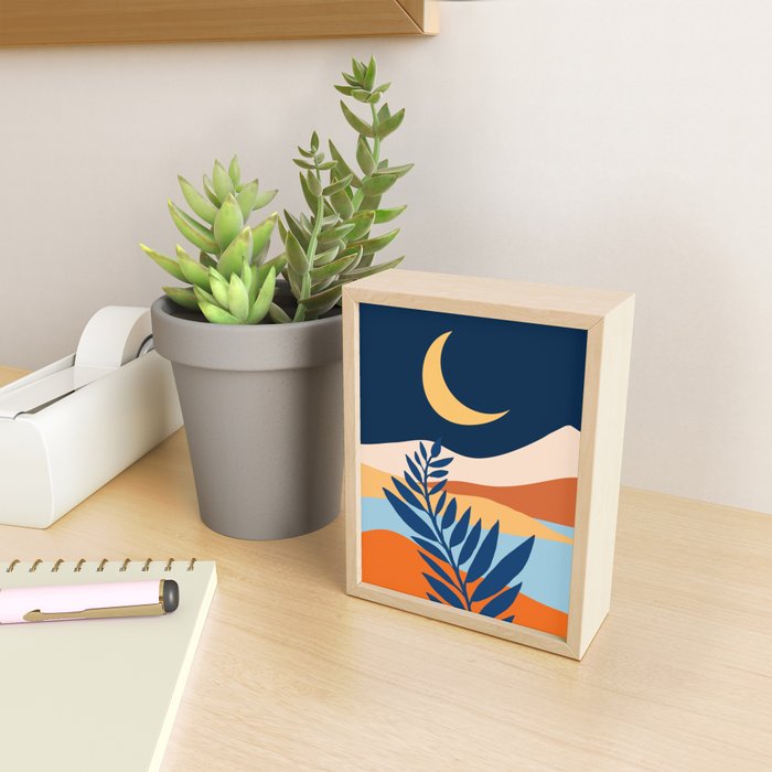 Moon and Night Bloomer Mountain Landscape Mini Art Print Gallery Image 2