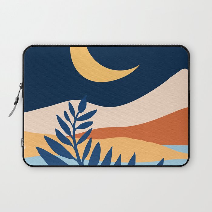 Moon and Night Bloomer Mountain Landscape Laptop Sleeve Gallery Image 1
