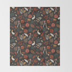 Dark autumnal mushrooms II Throw Blanket Gallery Image 2