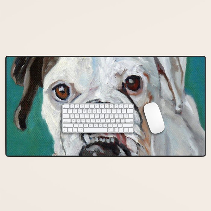 White Boxer Dog Painting Desk Mat Gallery Image 1