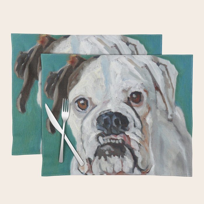 White Boxer Dog Painting Placemat Gallery Image 1