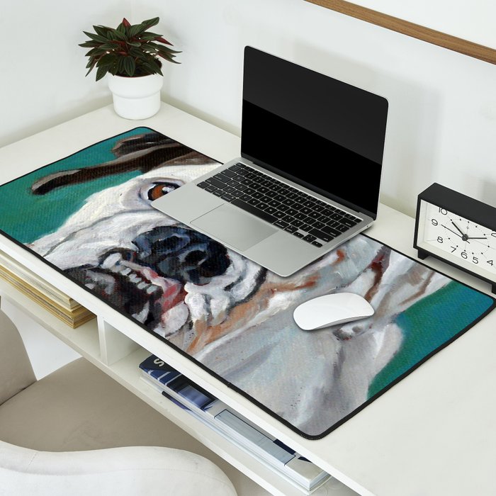 White Boxer Dog Painting Desk Mat Gallery Image 2