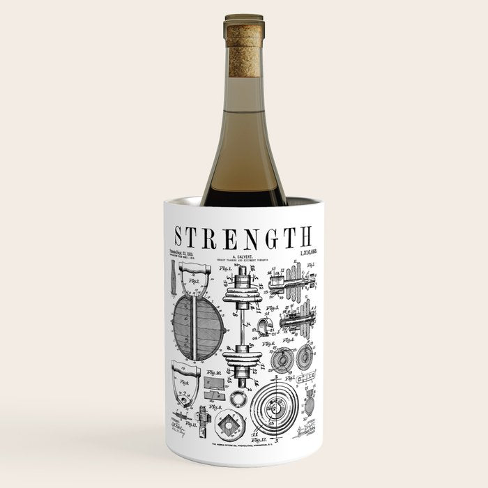Gym Fitness Workout Dumbbell Kettlebell Vintage Patent Print Wine Chiller Gallery Image 1