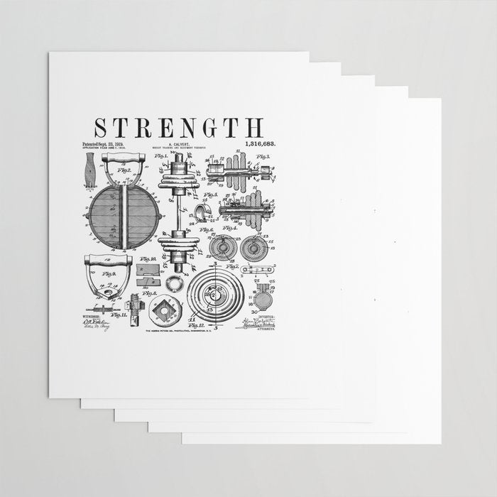 Gym Fitness Workout Dumbbell Kettlebell Vintage Patent Print Wrapping Paper Gallery Image 3
