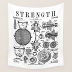 Gym Fitness Workout Dumbbell Kettlebell Vintage Patent Print Wall Tapestry Gallery Image 4