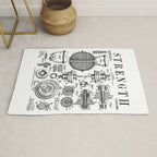 Gym Fitness Workout Dumbbell Kettlebell Vintage Patent Print Rug Gallery Image 1