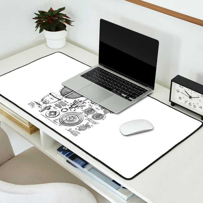 Gym Fitness Workout Dumbbell Kettlebell Vintage Patent Print Desk Mat Gallery Image 2