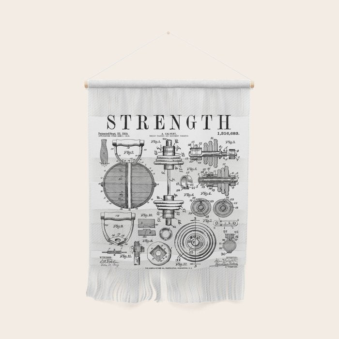 Gym Fitness Workout Dumbbell Kettlebell Vintage Patent Print Wall Hanging Gallery Image 1