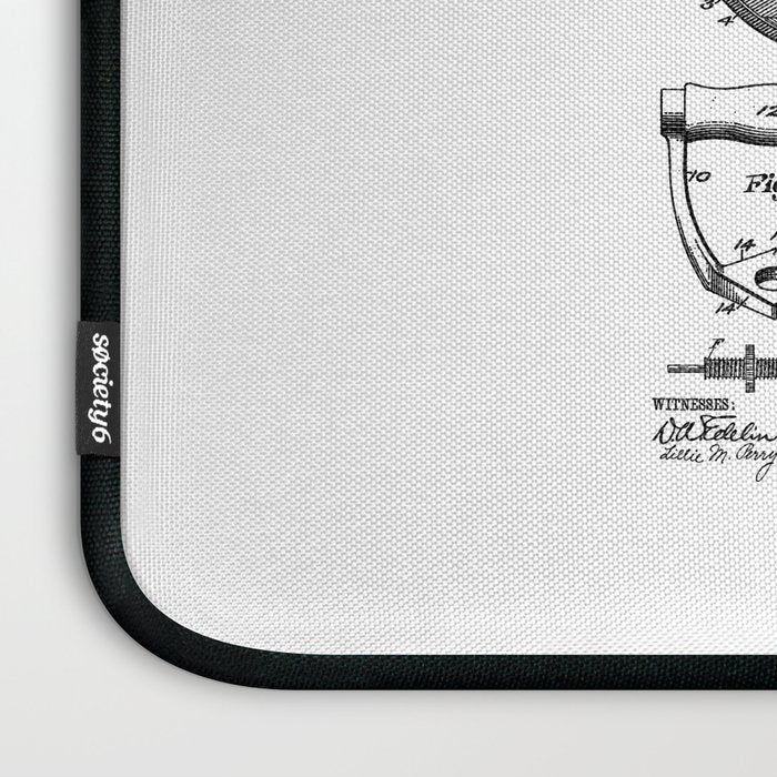 Gym Fitness Workout Dumbbell Kettlebell Vintage Patent Print Laptop Sleeve Gallery Image 3