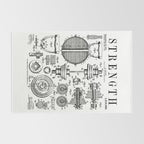 Gym Fitness Workout Dumbbell Kettlebell Vintage Patent Print Rug Gallery Image 2