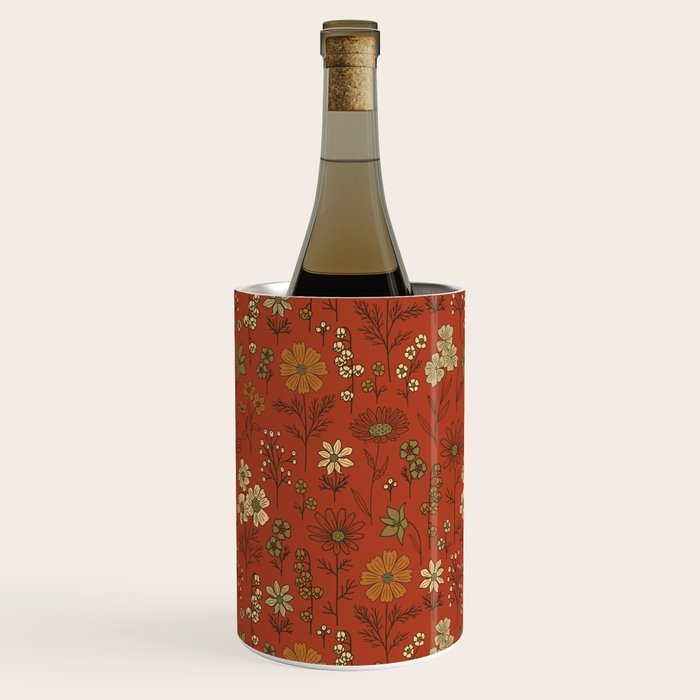 Burnt Orange & Olive Green Floral Wine Chiller Gallery Image 1