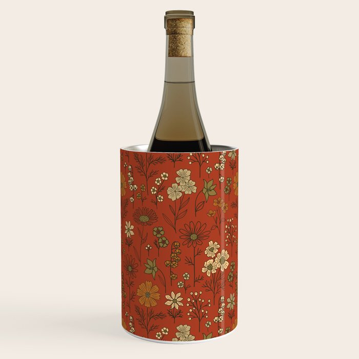 Burnt Orange & Olive Green Floral Wine Chiller Gallery Image 2