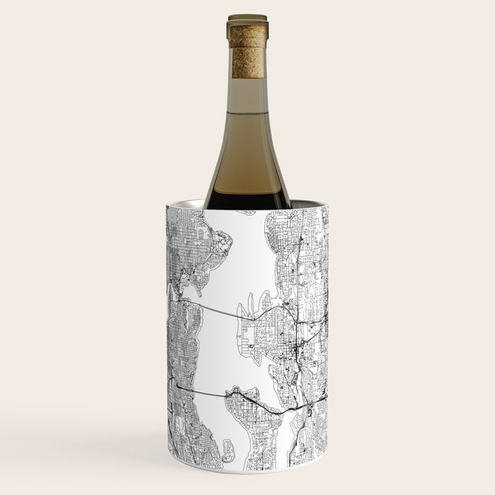 Seattle White Map Wine Chiller Gallery Image 1