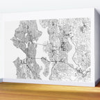 Seattle White Map Wall Mural Gallery Image 2