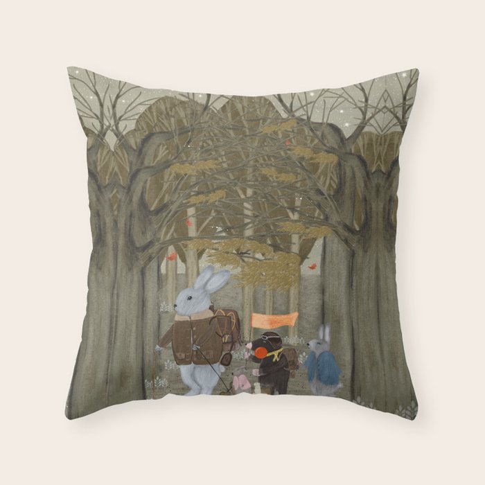 a little woodland adventure Throw Pillow Gallery Image 6