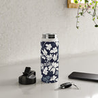 Dark and Light Blue Floral Star of David Water Bottle Gallery Image 4