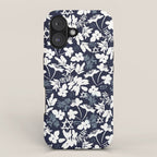 Dark and Light Blue Floral Star of David iPhone Case Gallery Image 1