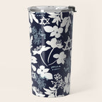 Dark and Light Blue Floral Star of David Travel Mug Gallery Image 2