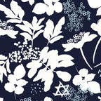 Dark and Light Blue Floral Star of David Coffee Mug Gallery Image 2