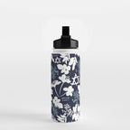 Dark and Light Blue Floral Star of David Water Bottle Gallery Image 2