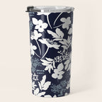 Dark and Light Blue Floral Star of David Travel Mug Gallery Image 3
