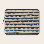 Thin Scalloped Line in indigo watercolor blue Laptop Sleeve Gallery Image 1
