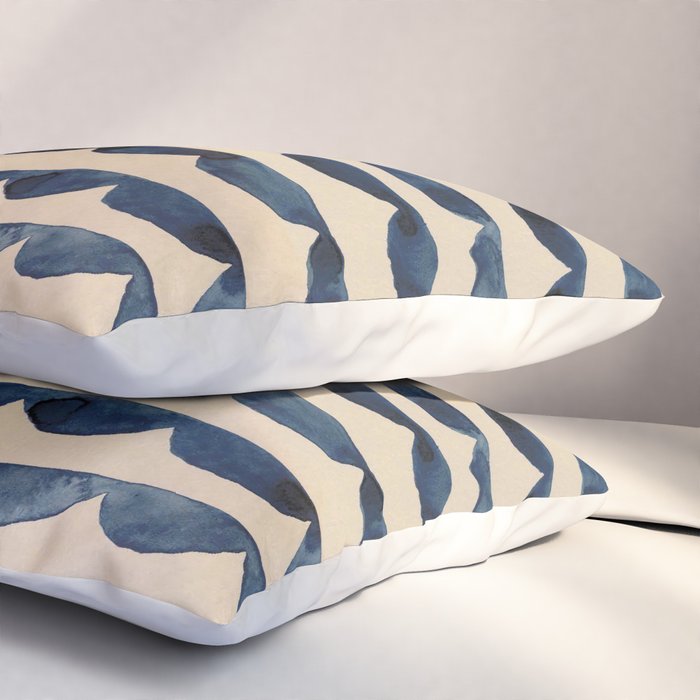 Thin Scalloped Line in indigo watercolor blue Pillow Sham Gallery Image 3
