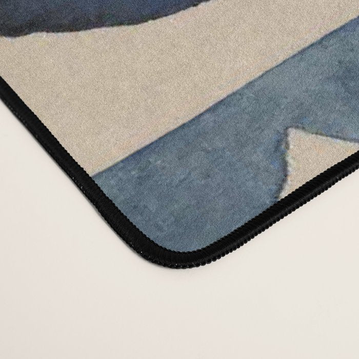 Thin Scalloped Line in indigo watercolor blue Desk Mat Gallery Image 4