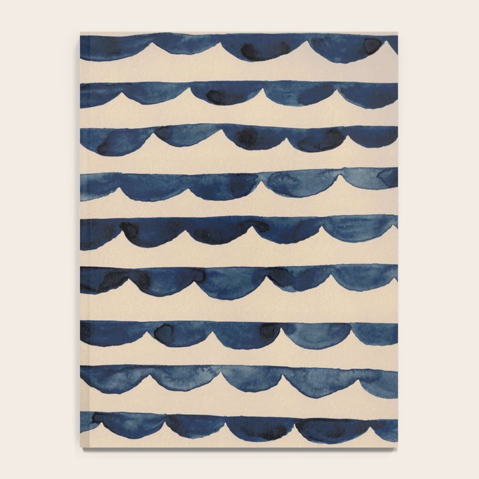 Thin Scalloped Line in indigo watercolor blue Notebook Gallery Image 4