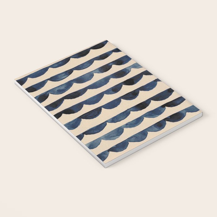 Thin Scalloped Line in indigo watercolor blue Notebook Gallery Image 3