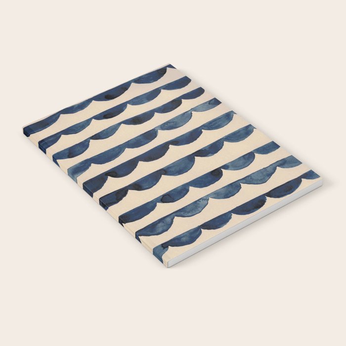 Thin Scalloped Line in indigo watercolor blue Notebook Gallery Image 1