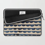 Thin Scalloped Line in indigo watercolor blue Laptop Sleeve Gallery Image 2