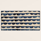 Thin Scalloped Line in indigo watercolor blue Desk Mat Gallery Image 3
