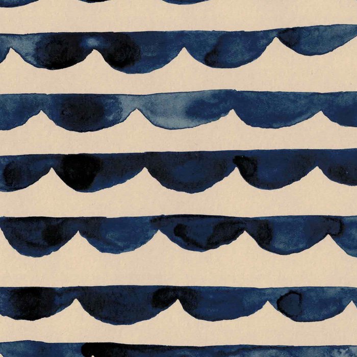 Thin Scalloped Line in indigo watercolor blue Coffee Mug Gallery Image 2