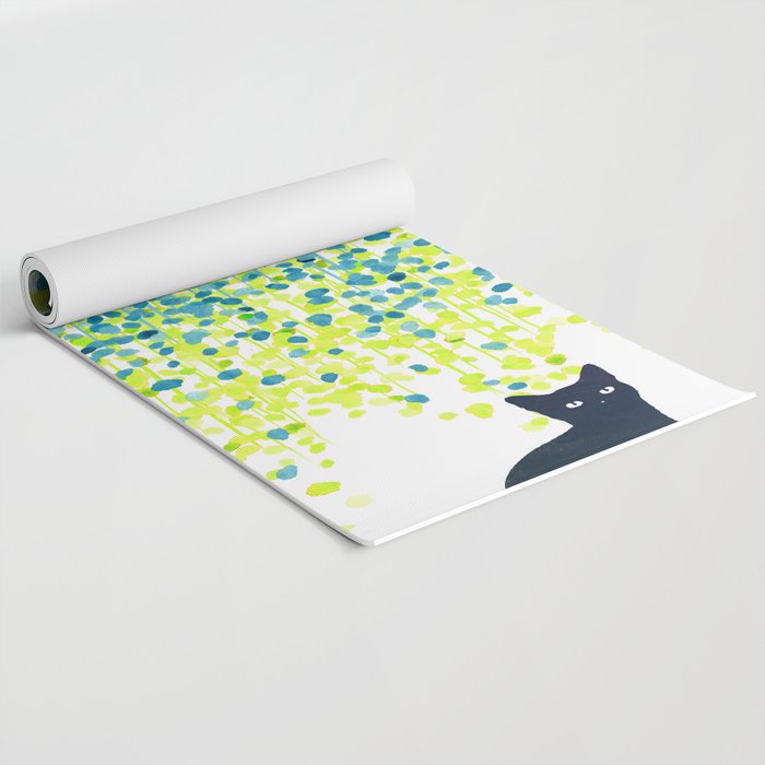 Cat in the garden under willow tree Yoga Mat Gallery Image 2
