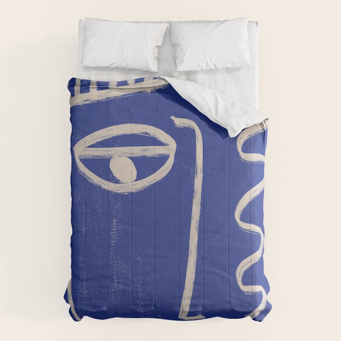 Abstract Face 23 Cobalt Blue Comforter Gallery Image 6