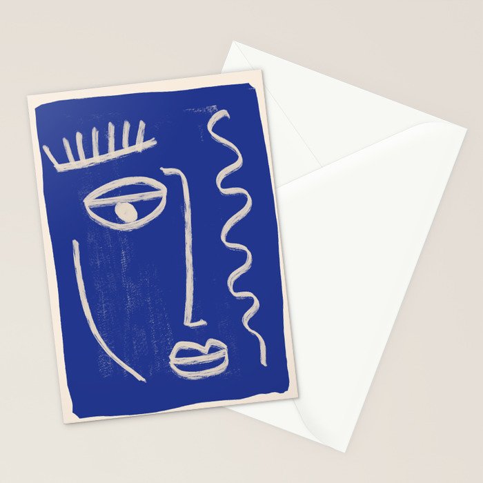 Abstract Face 23 Cobalt Blue Stationery Card Gallery Image 2