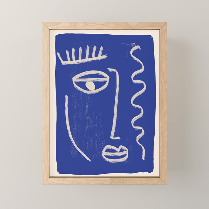 Abstract Face 23 Cobalt Blue Mini Art Print Gallery Image 1