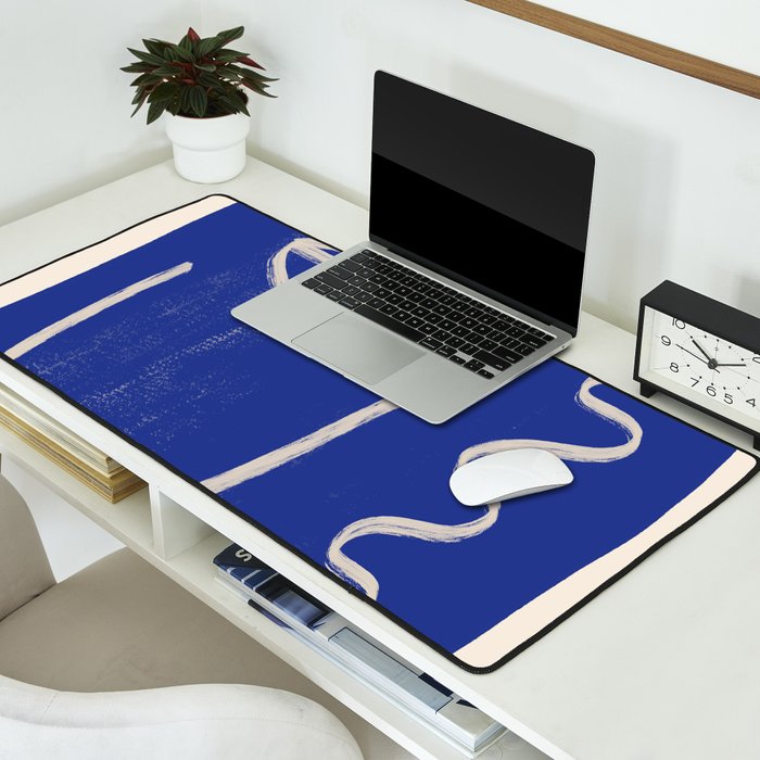Abstract Face 23 Cobalt Blue Desk Mat Gallery Image 2