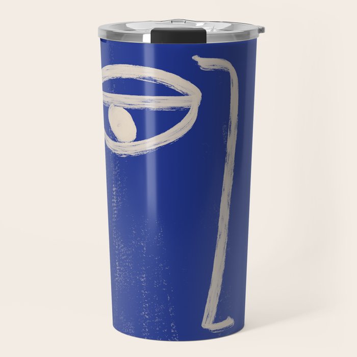 Abstract Face 23 Cobalt Blue Travel Mug Gallery Image 1