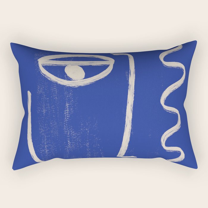 Abstract Face 23 Cobalt Blue Rectangular Pillow Gallery Image 2