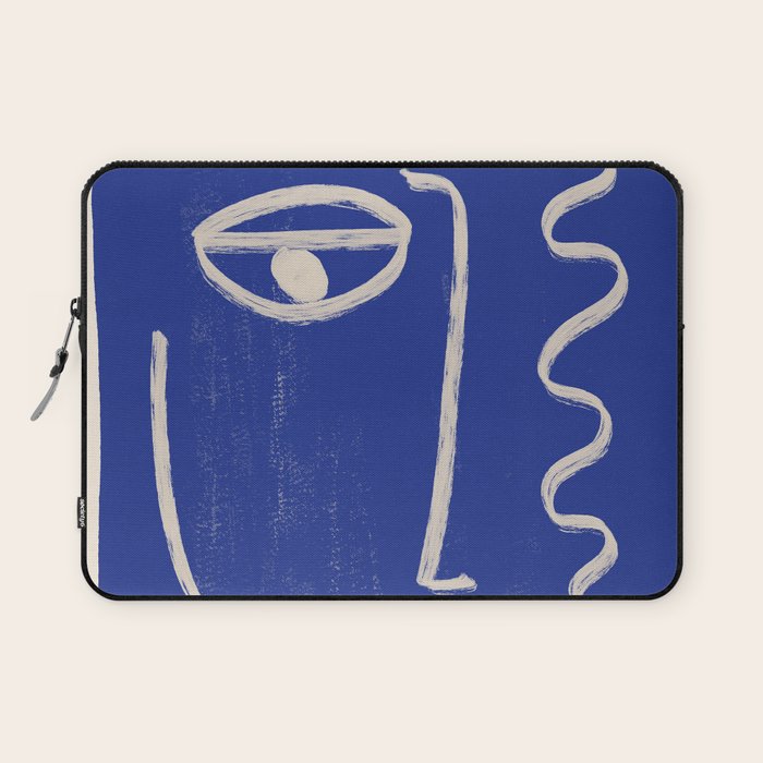 Abstract Face 23 Cobalt Blue Laptop Sleeve Gallery Image 1
