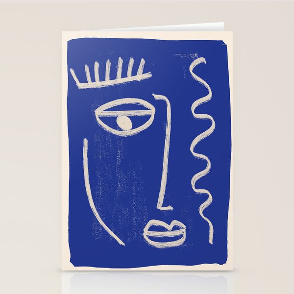 Abstract Face 23 Cobalt Blue Stationery Card Gallery Image 2