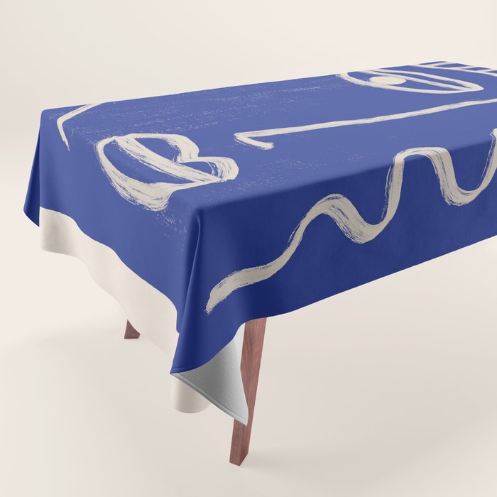 Abstract Face 23 Cobalt Blue Tablecloth Gallery Image 1