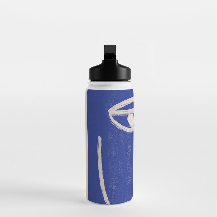 Abstract Face 23 Cobalt Blue Water Bottle Gallery Image 3