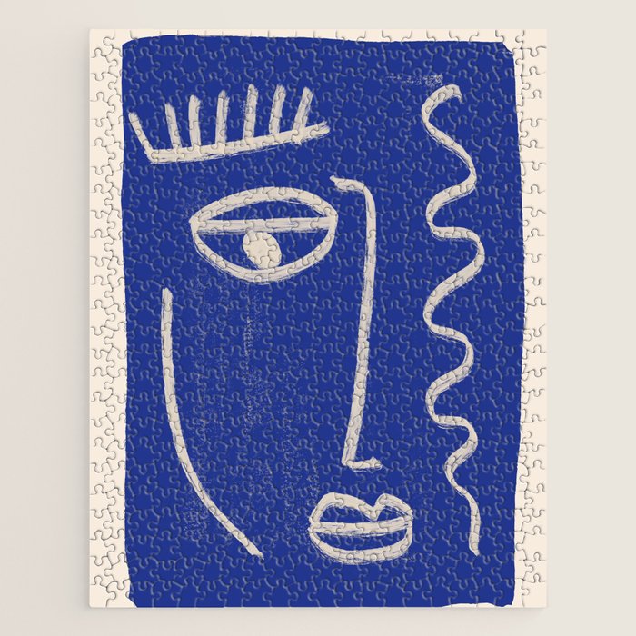 Abstract Face 23 Cobalt Blue Jigsaw Puzzle Gallery Image 1