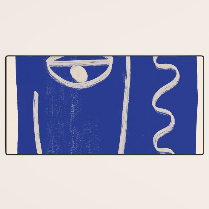 Abstract Face 23 Cobalt Blue Desk Mat Gallery Image 3