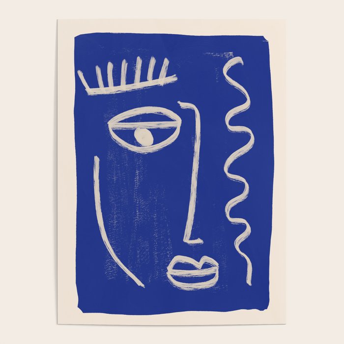 Abstract Face 23 Cobalt Blue Poster Gallery Image 1